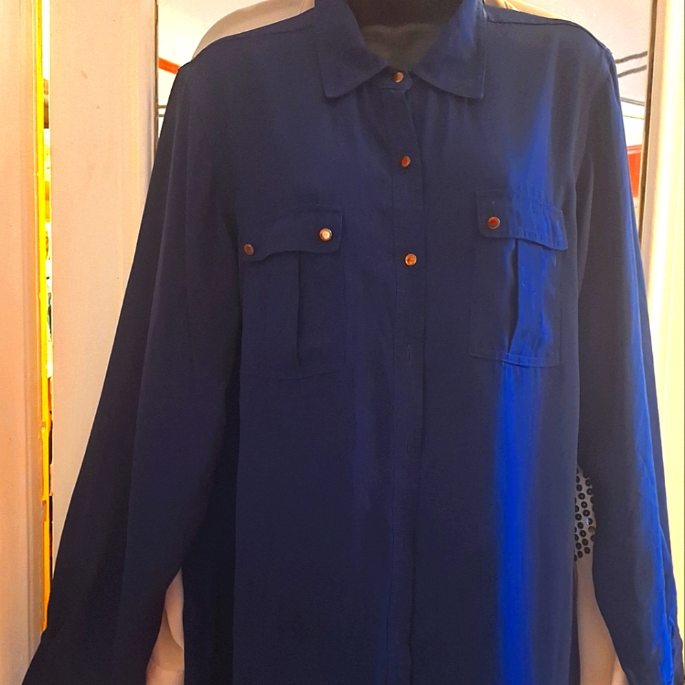 Ashley Stewart button up sheet blouse